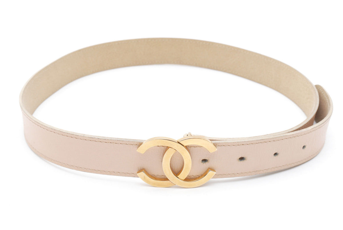 Chanel Calf Leather Gold Cc Logo Light Brown Waist Belt