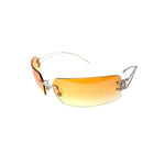 Chanel Rhinestone Orange Tinted CC Logo Rimless Sunglasses 4051-B