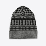Saint Laurent Paris Hedi 2015 Knit Grey Black Geometric Jacquard Pattern Beanie Hat