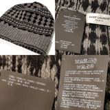 Saint Laurent Paris Hedi 2015 Knit Grey Black Geometric Jacquard Pattern Beanie Hat