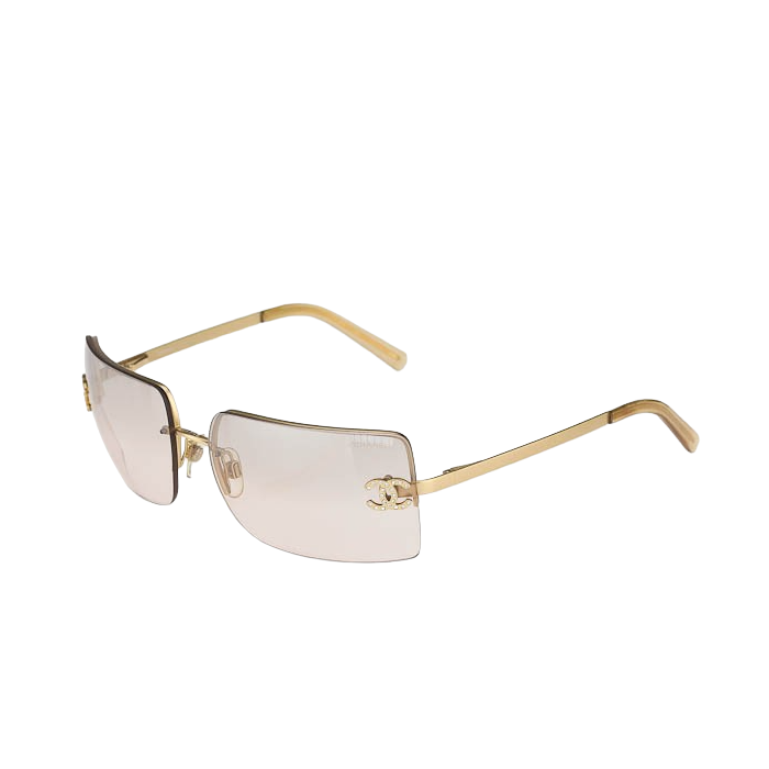 CHANEL RECTANGLE SUNGLASSES WITH CC RHINESTONES IN GOLD 4104b