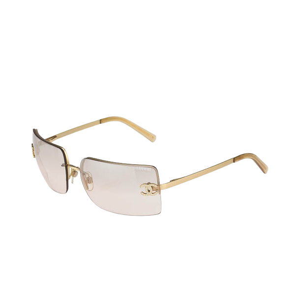 Chanel Brown Tint CC Logo Rhinestone Sunglasses 