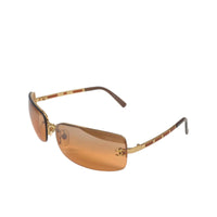 Chanel Gold Orange Brown Rimless Sunglasses 4113