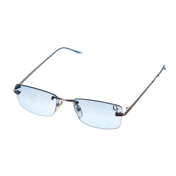 Christian Dior Silver Blue Tinted Rimless Sunglasses Dragon 58ENH