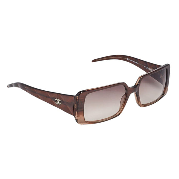 Chanel Brown Silver Quilted CC Logo Rhinestone Sunglasses 5045-B
