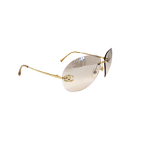 Chanel CC Logo Gold Aviator Rhinestone Sunglasses 4108-B