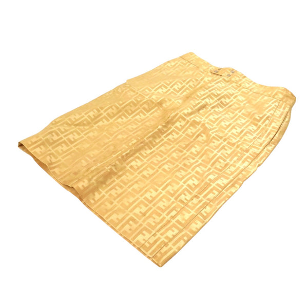 Fendi Yellow Beige Zucca Monogram Skirt