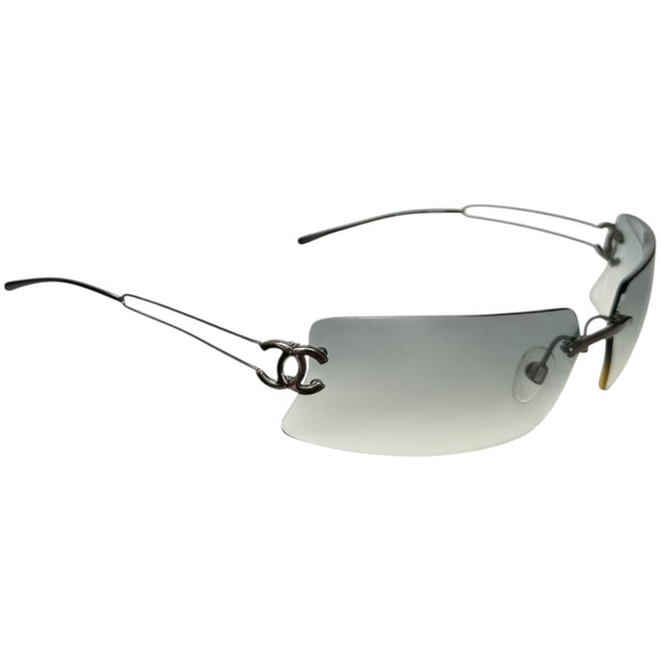 Chanel Silver Grey CC Logo Rimless Sunglasses 4051