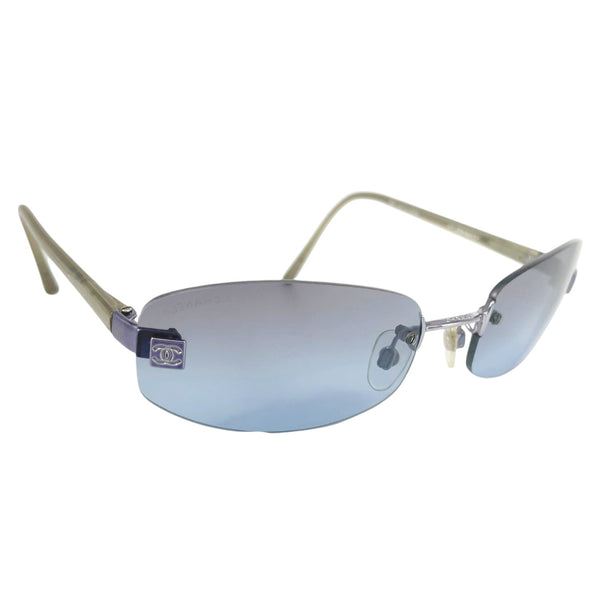 Chanel Blue Silver Rimless Sunglasses 4067