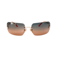 Chanel Silver Logo Orange Blue Tinted Rimless Sunglasses 4017