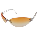 Chanel CC Logo Swarovski Rhinestone Orange Tinted Silver Rimless Sunglasses 4049-B