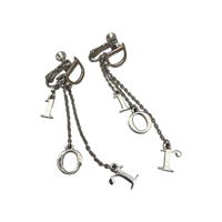 Christian Dior Silver Dangling Monogram Logo Earrings