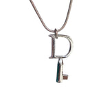 Christian Dior Logo Key Motif Silver Necklace