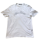 Louis Vuitton Embroidered Spellout Logo White Grey T shirt
