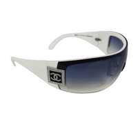 Chanel Swarovski CC Logo White Blue Tinted Sunglasses 5086-B