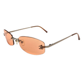 Chanel Orange Tinted CC Logo Rimless Sunglasses 4002