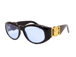 Versace Gold Medusa Black Blue Tinted Mod 424 Sunglasses