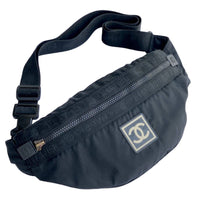 Chanel Sport Black White CC Logo Shoulder Crossbody Banana Bag