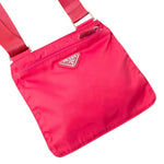 Prada Rose Red Pink Tessuto Nylon Logo Crossbody Shoulder Messenger Small Bag