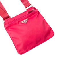 Prada Rose Red Pink Tessuto Nylon Logo Crossbody Shoulder Messenger Small Bag