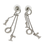 Christian Dior Rhinestone Crystal Dangling Silver Earrings
