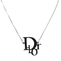 Christian Dior Silver Logo Monogram Vintage Chain Necklace