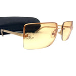 Chanel Rhinestone CC Logo Brown Yellow Tinted Gold Sunglasses