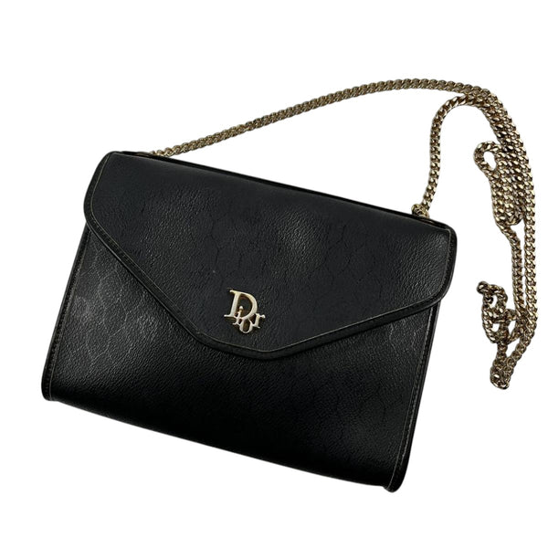 Christian Dior Black Gold Monogram Shoulder Bag