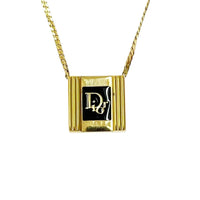 Christian Dior CD Logo Gold Black Square Vintage Necklace