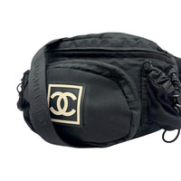 Chanel Sport CC Logo Black Nylon Waist Crossbody Shoulder Bag