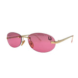 Christian Dior Pink Red Gold Rimless Logo Sunglasses