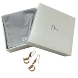 Christian Dior Logo Buckle Gold Rhinestone Crystal Hoop Earrings