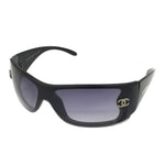 Chanel Black Purple Tinted Silver CC Logo Sunglasses 8047