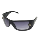 Chanel Black Purple Tinted Silver CC Logo Sunglasses 8047