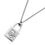 Christian Dior Silver Logo Padlock Vintage Chain Necklace