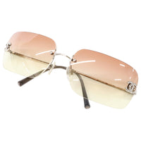 Chanel CC Logo Silver Salmon Pink Tinted Rhinestone Sunglasses