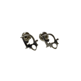 Christian Dior Monogram Logo Silver Heart Earrings