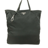 Prada Dark Green Black Logo Nylon Tessuto Metal Tote Shoulder Bag