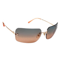 Chanel Silver Logo Orange Blue Tinted Rimless Sunglasses 4017