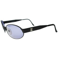 Chanel Black Gold CC Logo Oval Sunglasses 06925
