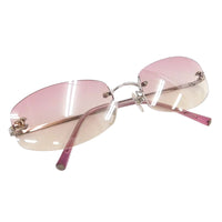 Chanel Pink Tinted CC Logo Rimless Sunglasses 4002