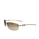 Gucci Gold Brown Tinted Rhinestone Rimless Sunglasses GG 1784 Strass 577YT