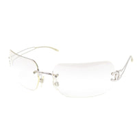 Chanel CC Logo Silver Clear Rimless Sunglasses 4068