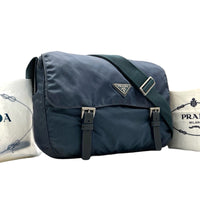 Prada Navy Blue Nylon Logo Shoulder Crossbody Bag