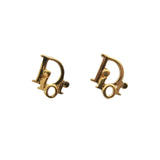 Christian Dior Logo Spellout Gold Hoop Earrings