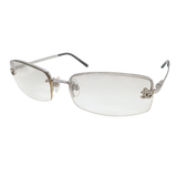 Chanel CC Logo Silver Clear Rimless Rhinestone Sunglasses 4093-B