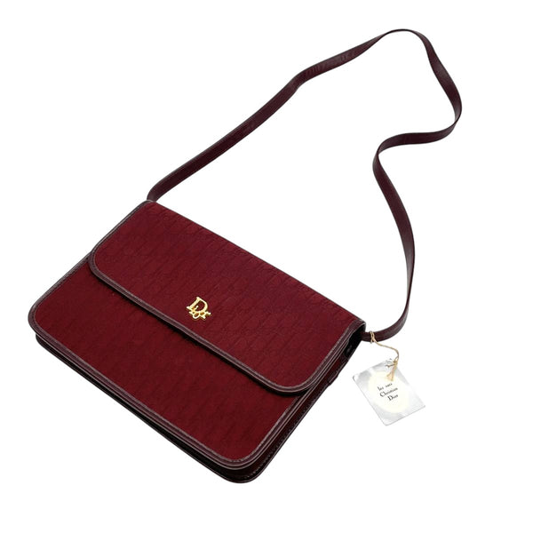 Christian Dior Burgundy Red Gold Monogram Shoulder Bag