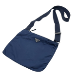 Prada Navy Blue Nylon Logo Shoulder Crossbody Bag