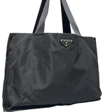 Prada Nylon Black Logo Nylon Tote Shoulder Bag