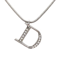 Christian Dior D Logo John Galliano Rhinestone Silver Necklace